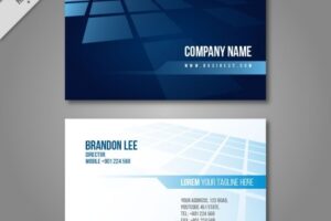 Business card in blue tones