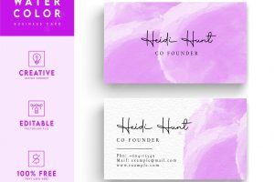 Business card  -  blue watercolor business card  template