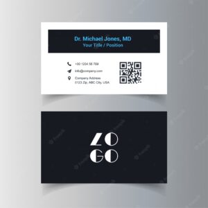 Business card design with company logo and dark theme vector
