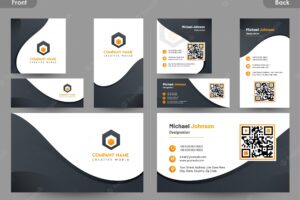 Business card set with front and back presentation