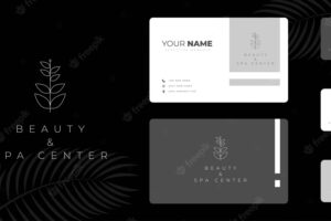 Business card template in black and white background with simple logo design