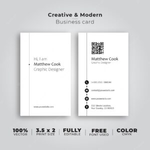 Business card template clean design black line
