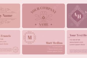 Business card template design set with retro decor