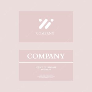 Business card template in pink tone flatlay