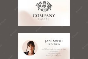 Business card template vector in dark gray for beauty brand in feminine theme