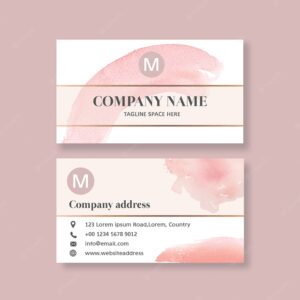 Business card template with watercolor brustrokes