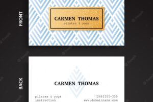 Business card with blue geometric shapes