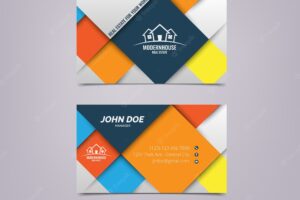 Business card with colored squares