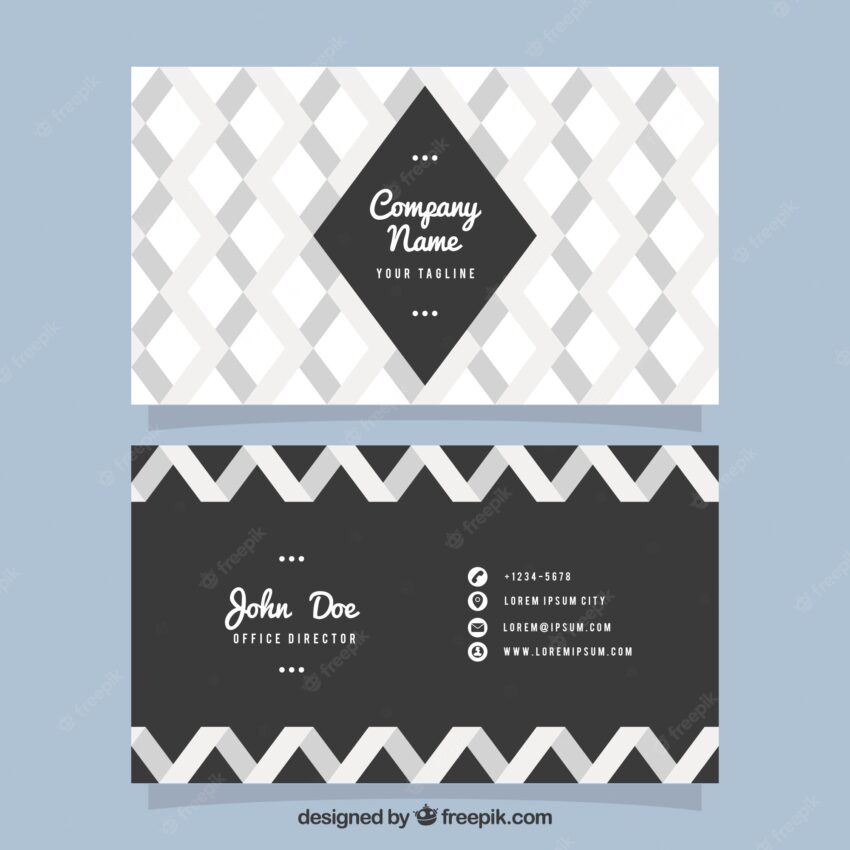 Business card with gray geometric shapes