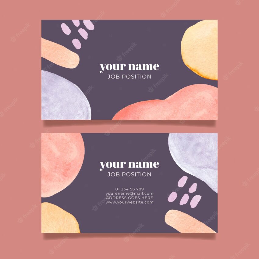 Business card with hand painted elements