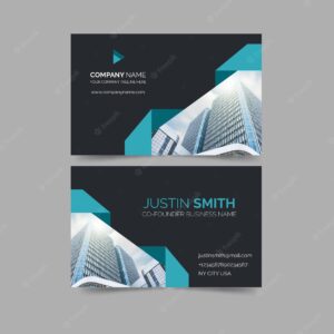Business card with minimalist shapes and photo template