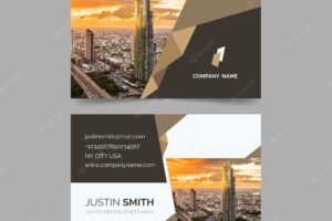 Business card with minimalist shapes and picture template
