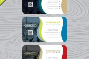 Business card with multicolor waves