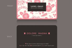 Business card with pink flowers