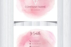 Business card with a pink watercolor design