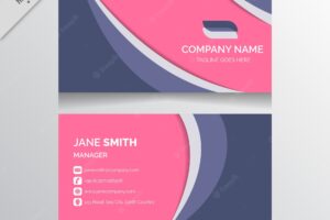 Business card with wavy forms and pink details