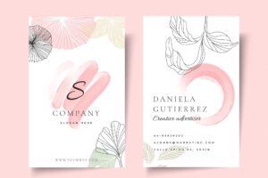 Businesswoman double-sided vertical business card template