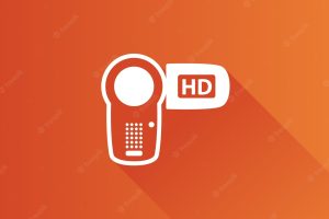 Camcorder flat color icon long shadow vector illustration