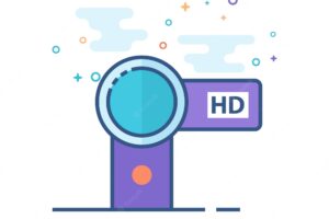 Camcorder icon flat color style vector illustration