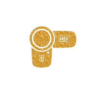 Camcorder icon gold glitter texture vector illustration