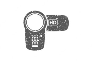 Camcorder icon in grunge texture vector illustration