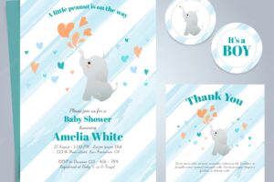 Card for baby shower with an elephant