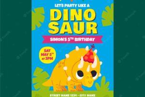 Cartoon dinosaur birthday invitation