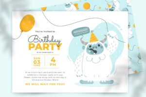 Cartoon monsters birthday invitation