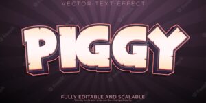 Cartoon piggy text effect editable kids and funny text style