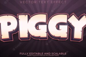 Cartoon piggy text effect editable kids and funny text style