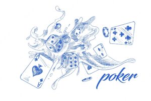 Casino poker design template hand drawn sketch vector illustration