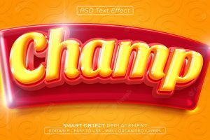 Champ glossy editable 3d style text effect
