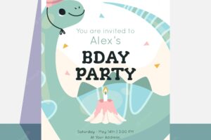 Children dinosaur birthday invitation template