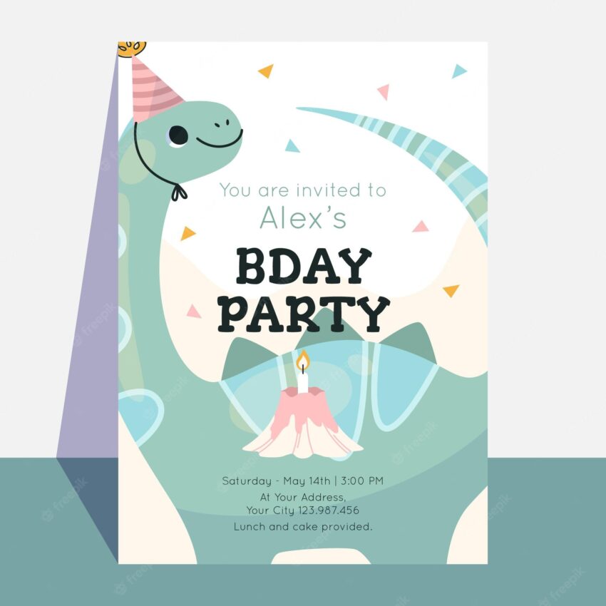 Children dinosaur birthday invitation template