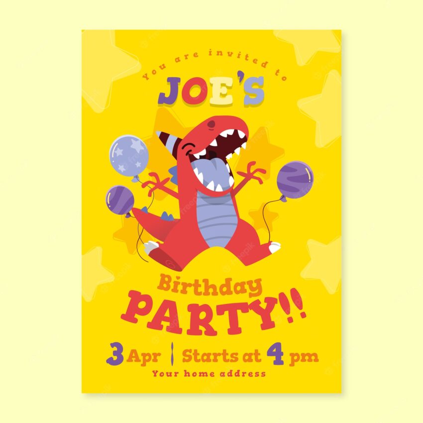 Children's birthday card with dinosaur