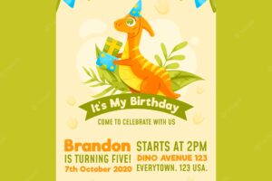 Children's birthday invitation with dinosaur template