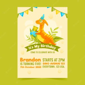 Children's birthday invitation with dinosaur template