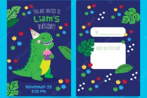 Children's birthday invitation with dinosaur