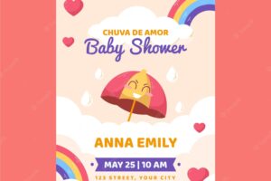 Chuva de amor baby shower card template