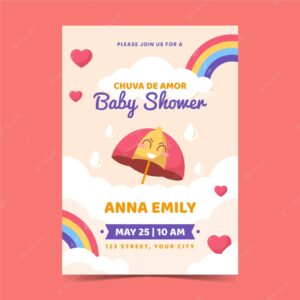 Chuva de amor baby shower card template