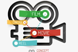Cinema and movie infographic concept line style