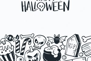Classic hand drawn halloween background