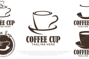 Coffee cup icon set logo design template vector coffee shop labels