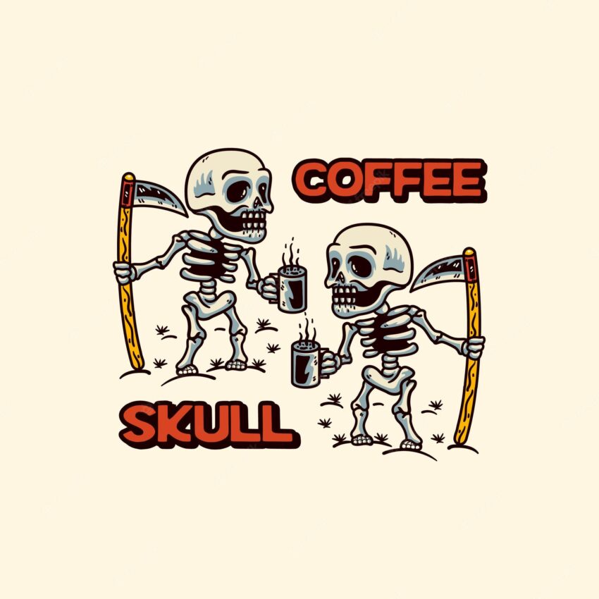 Coffee with two skull modern style