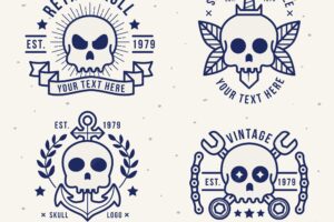 Collection of four vintage skull logos