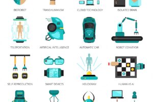Colored artificial intelligence icon set