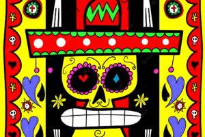 Colorful background of mexican skull
