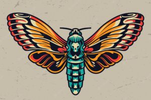 Colorful beautiful butterfly in vintage style