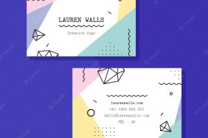 Colorful business card template with geometric shapes