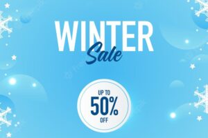Colorful christmas banners with cute winter illustrations. winter sale banner with snow flakes, ice snow shopping sale. concept horizontal banner vector illustration.